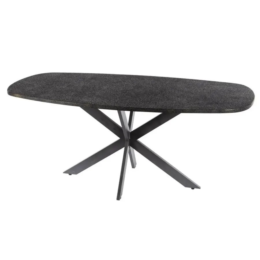 Hoyz Collection - Eettafel Metallic Deens Ovaal 180 Cm - Zwartbruin
