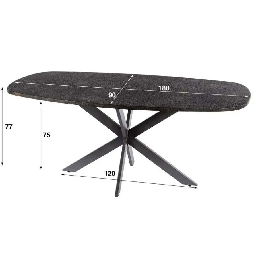 Hoyz Collection - Eettafel Metallic Deens Ovaal 180 Cm - Zwartbruin