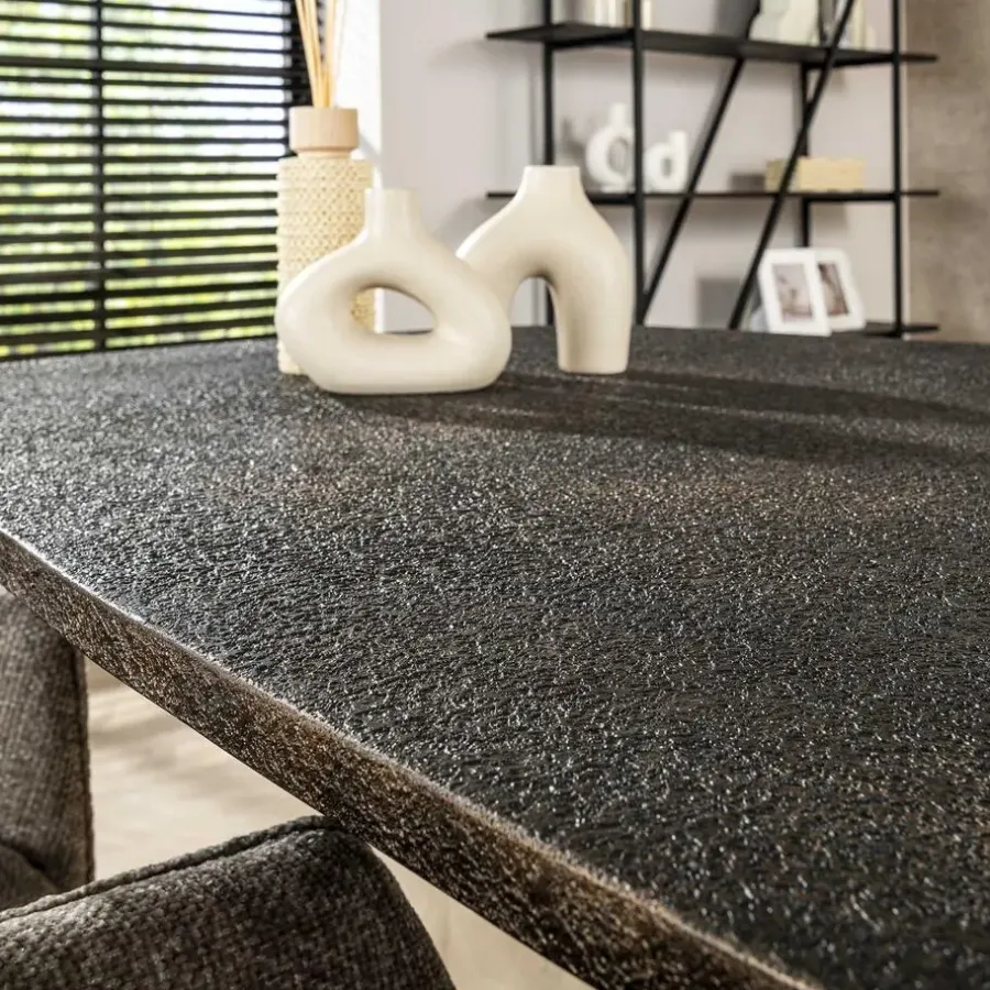 Hoyz Collection - Eettafel Metallic Deens Ovaal 215 Cm - Zwartbruin