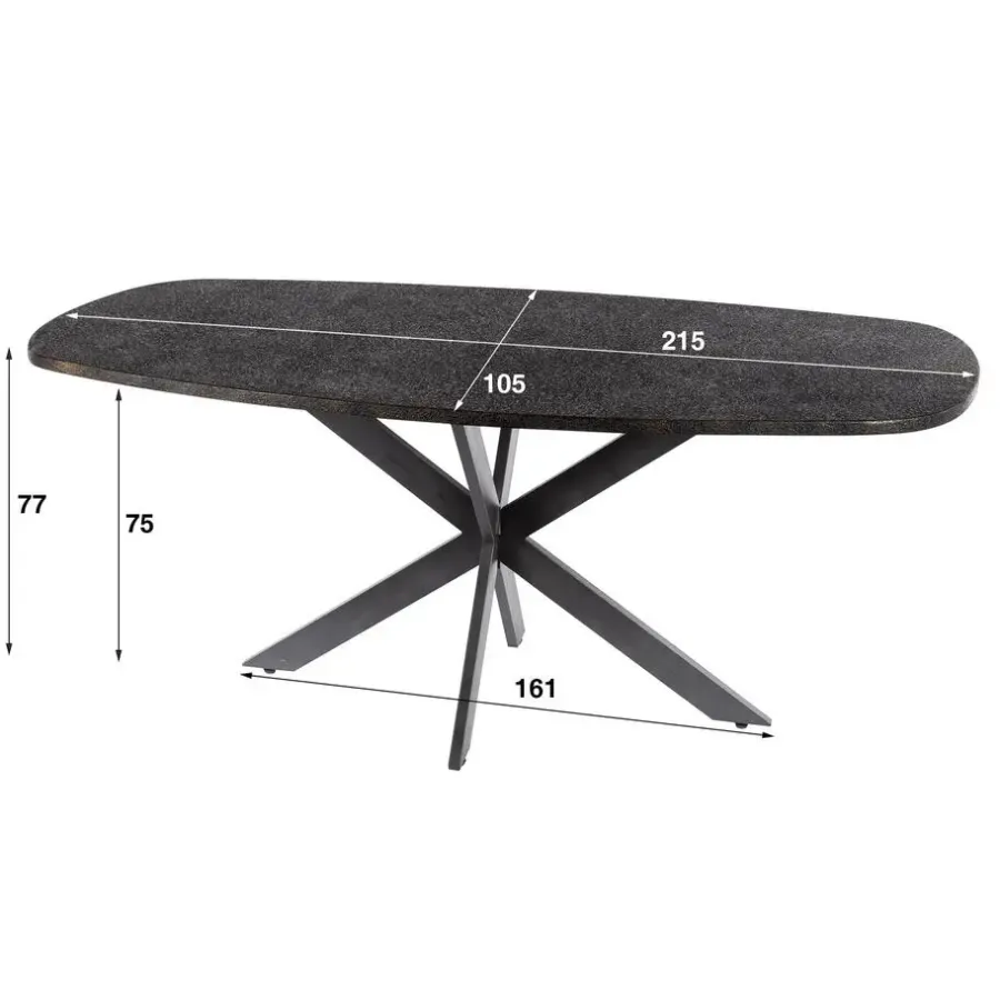 Hoyz Collection - Eettafel Metallic Deens Ovaal 215 Cm - Zwartbruin