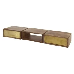 Kaptafels-Hoyz Collection - Kaptafel Brass - Massief Mango Zwart - 123cm breed
