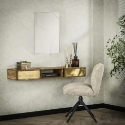 Kaptafels-Hoyz Collection - Kaptafel Brass - Massief Mango Zwart - 123cm breed