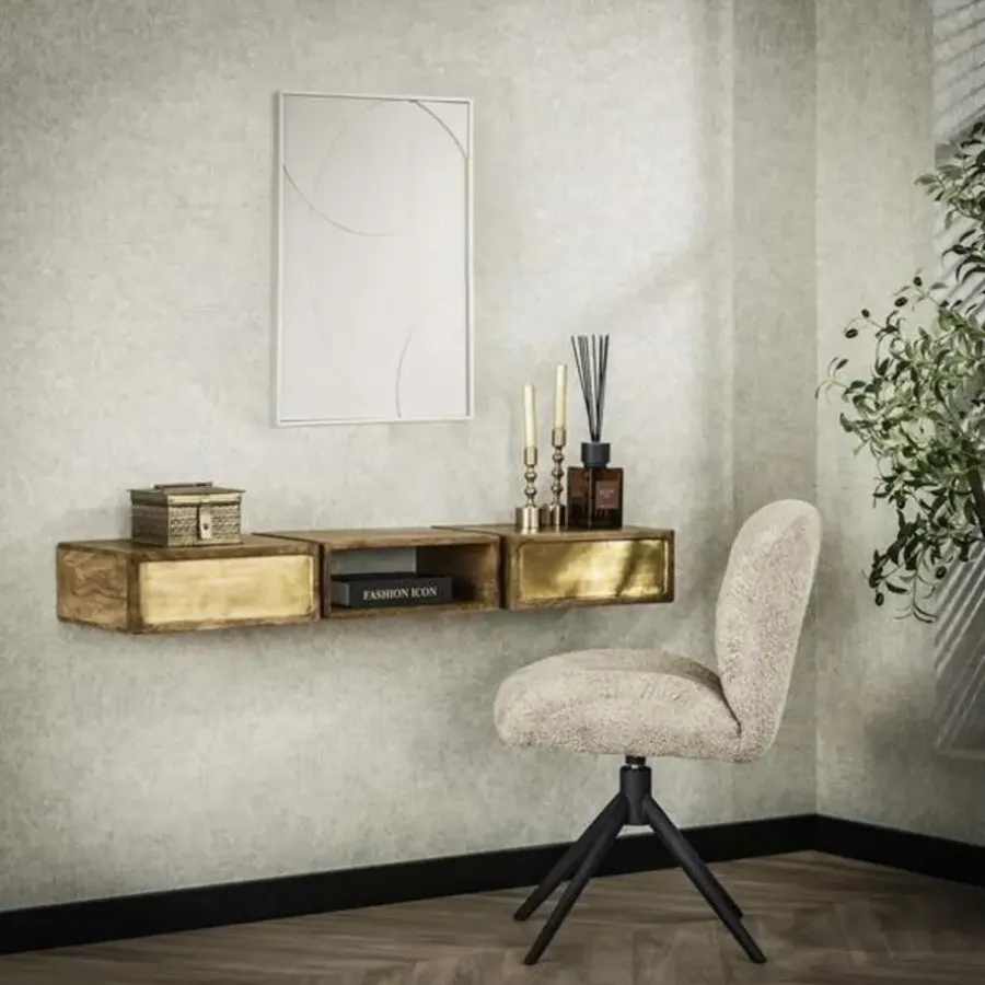 Kaptafels-Hoyz Collection - Kaptafel Brass - Massief Mango Zwart - 123cm breed
