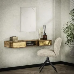 Kaptafels-Hoyz Collection - Kaptafel Brass - Massief Mango Zwart - 123cm breed