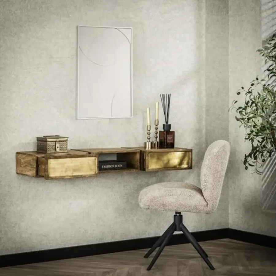 Kaptafels-Hoyz Collection - Kaptafel Brass - Massief Mango Zwart - 123cm breed