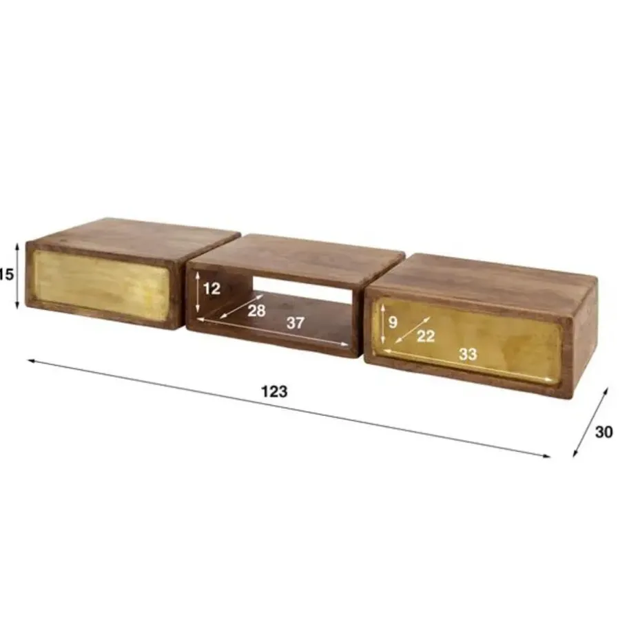 Kaptafels-Hoyz Collection - Kaptafel Brass - Massief Mango Zwart - 123cm breed