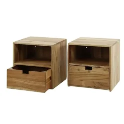 Hoyz Collection - Nachtkastje Set-2 XS Hangend Flat - Massief Acacia Naturel