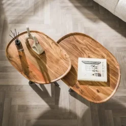 Salontafels-Hoyz Collection - Salontafel Spider - Massief Acacia Naturel - Set van 2