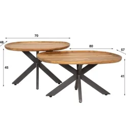 Salontafels-Hoyz Collection - Salontafel Spider - Massief Acacia Naturel - Set van 2
