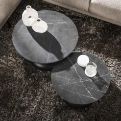 Salontafels-Hoyz Collection - Salontafel Drop Shape - 3D Zwart Bruin - Set van 2