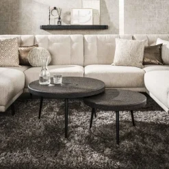 Salontafels-Hoyz Collection - Salontafel Drop Shape - 3D Zwart Bruin - Set van 2