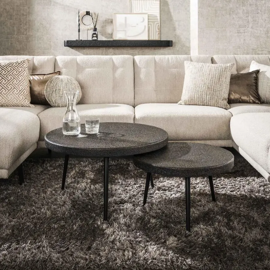 Salontafels-Hoyz Collection - Salontafel Drop Shape - 3D Zwart Bruin - Set van 2