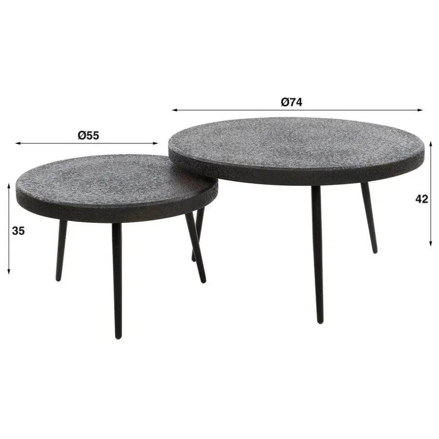 Salontafels-Hoyz Collection - Salontafel Drop Shape - 3D Zwart Bruin - Set van 2