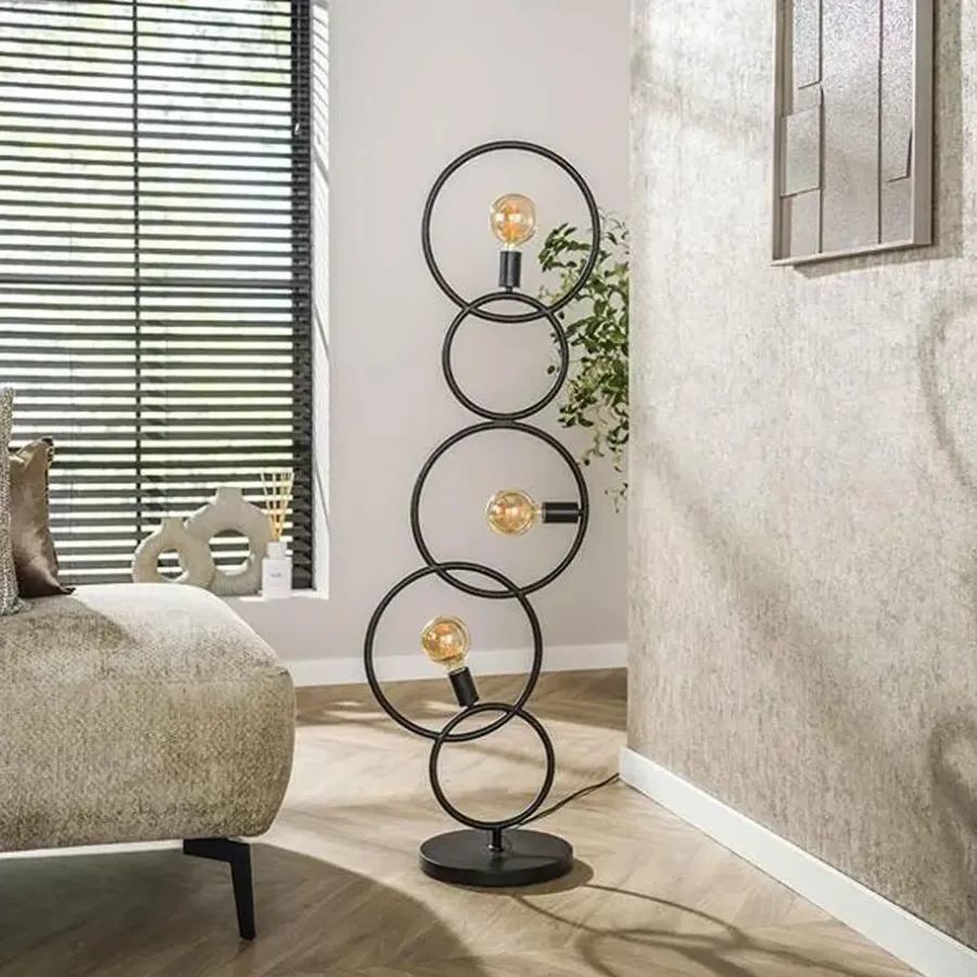 Staande Lampen-Hoyz Collection - Vloerlamp Loop 3-lichts - Artic Zwart