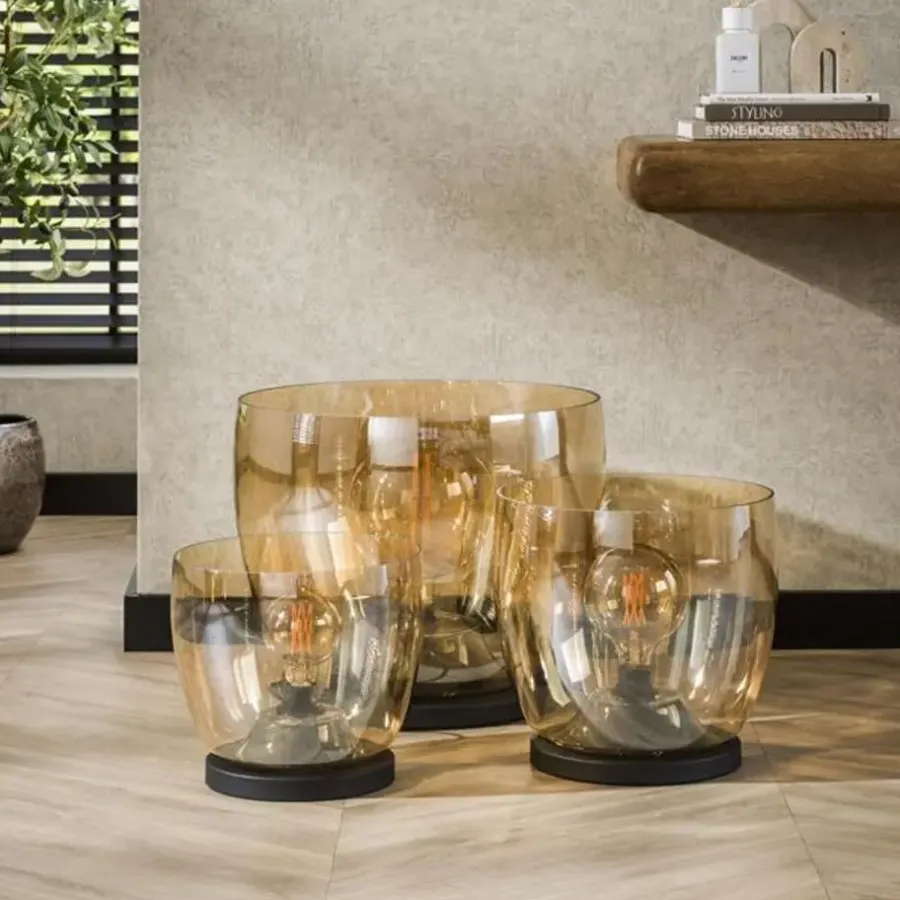 Staande Lampen-Hoyz Collection - Vloerlamp UP XXL - Amberkleurig Glas - Ø48