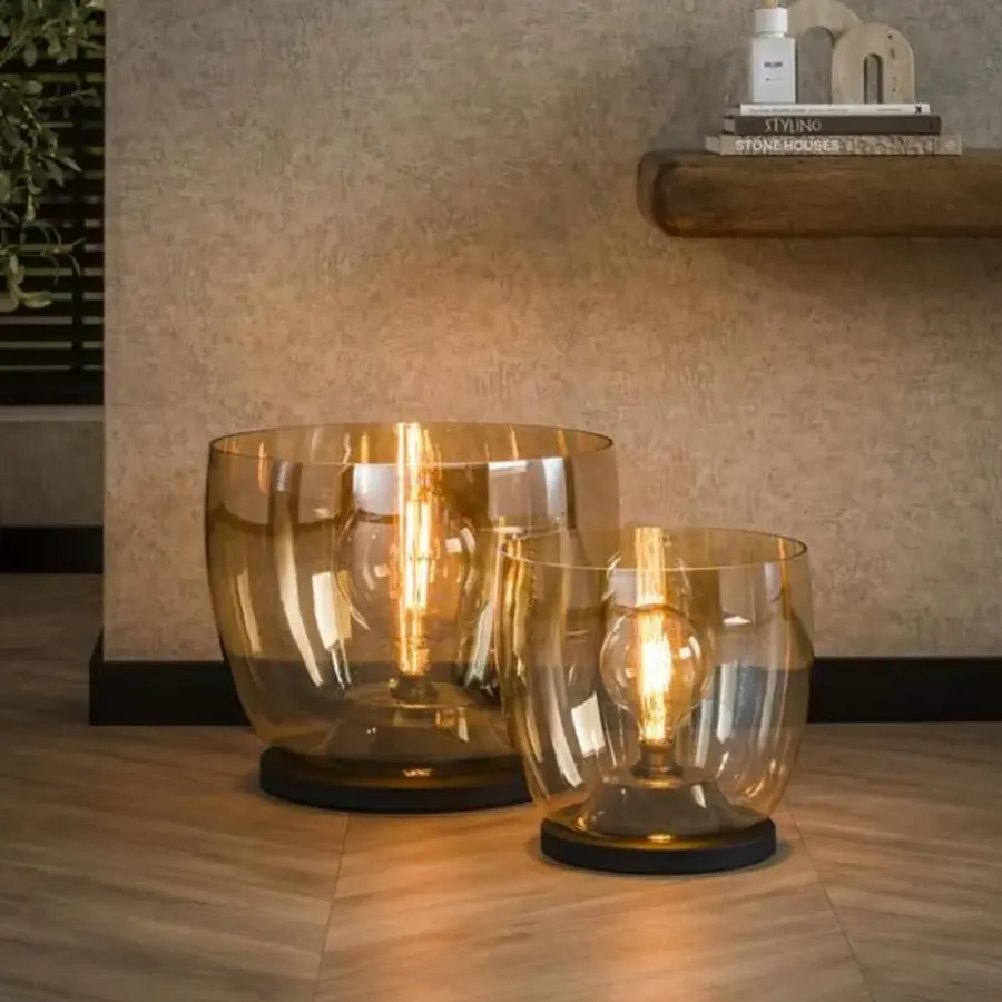 Staande Lampen-Hoyz Collection - Vloerlamp UP XXL - Amberkleurig Glas - Ø48