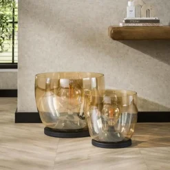 Staande Lampen-Hoyz Collection - Vloerlamp UP XXL - Amberkleurig Glas - Ø48