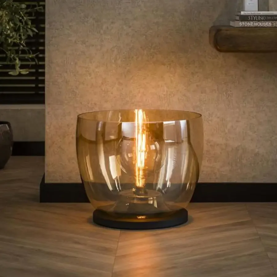 Staande Lampen-Hoyz Collection - Vloerlamp UP XXL - Amberkleurig Glas - Ø48