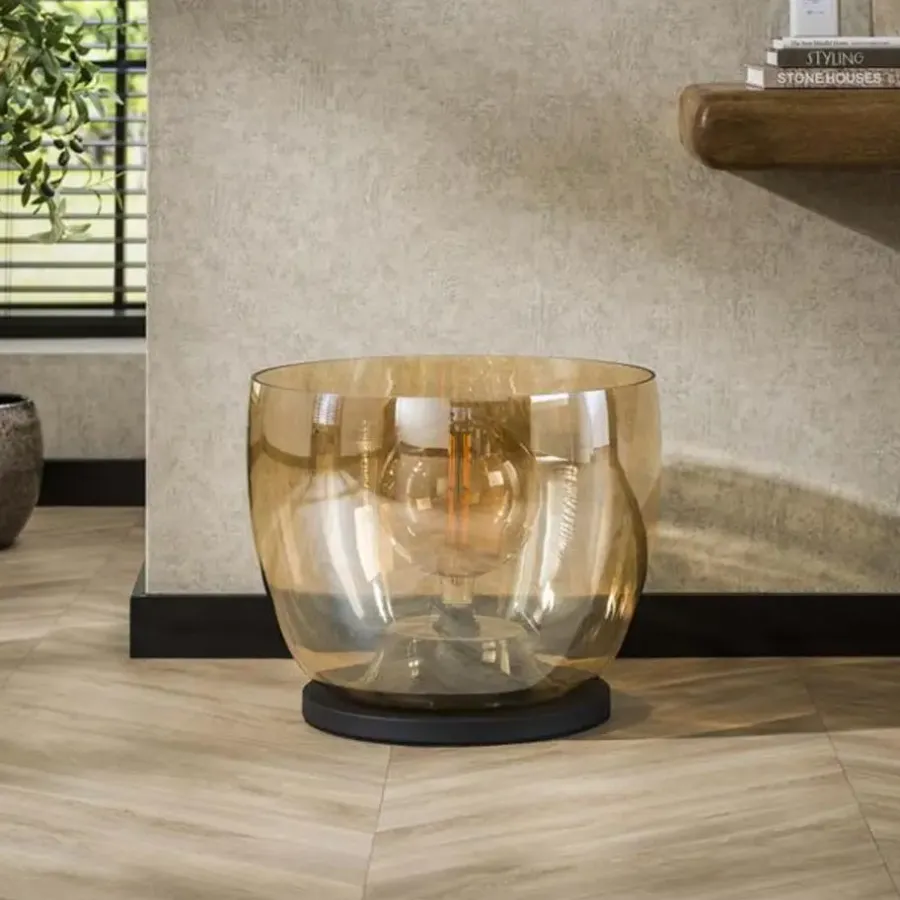 Staande Lampen-Hoyz Collection - Vloerlamp UP XXL - Amberkleurig Glas - Ø48