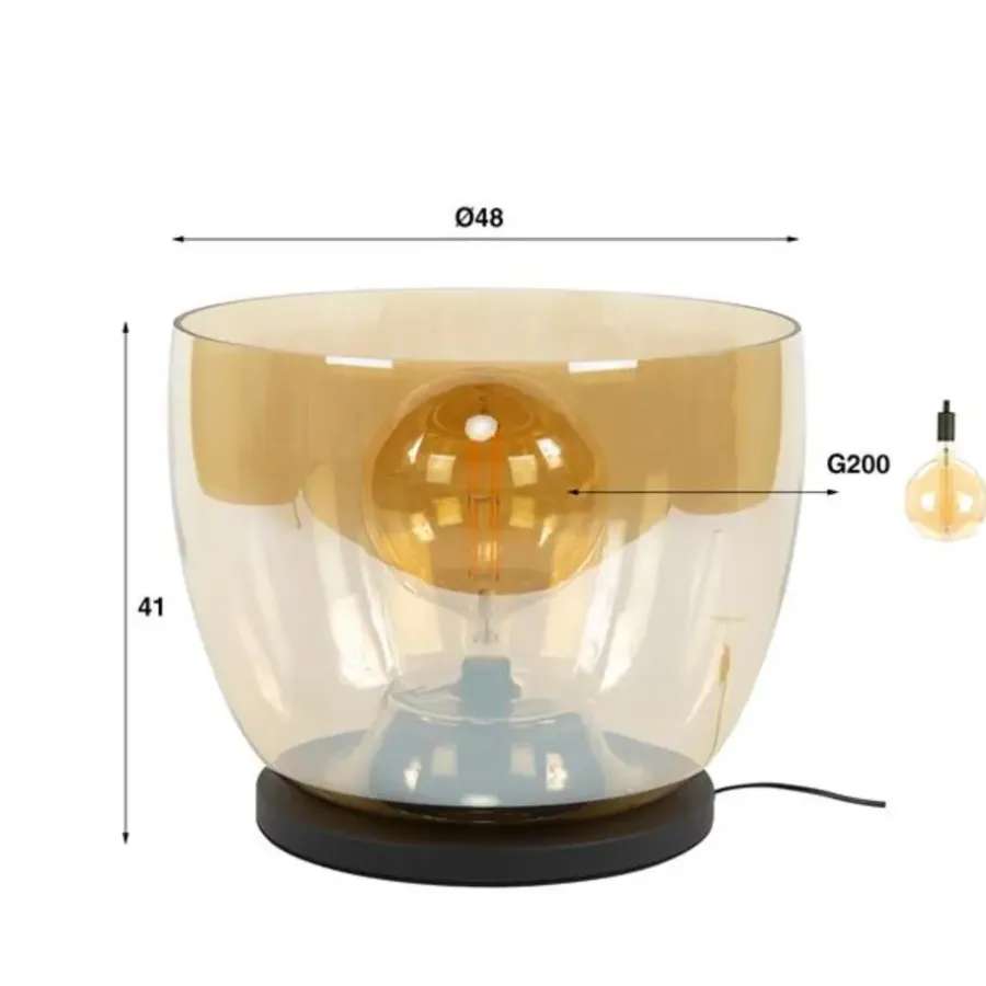 Staande Lampen-Hoyz Collection - Vloerlamp UP XXL - Amberkleurig Glas - Ø48
