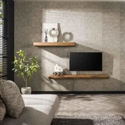 Hoyz Collection - Wandplank Sleek 118cm - Massief Mango Zandkleur