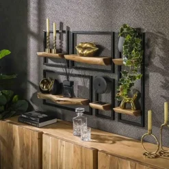 Wandplanken-Hoyz Collection - Wandschap Set Edge - Massief Acacia Naturel - Set van 5