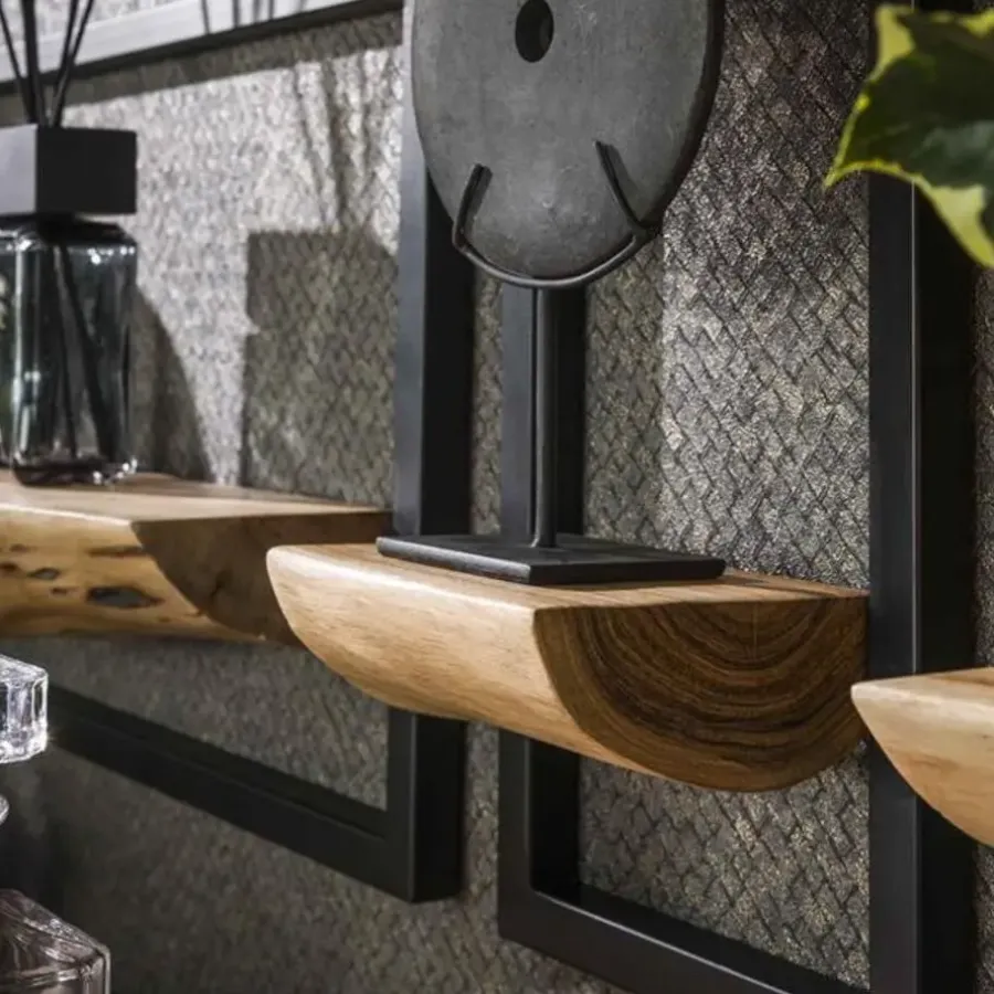Wandplanken-Hoyz Collection - Wandschap Set Edge - Massief Acacia Naturel - Set van 5