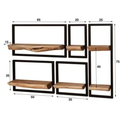 Wandplanken-Hoyz Collection - Wandschap Set Edge - Massief Acacia Naturel - Set van 5