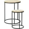 Home & Styling H&S Bijzettafeltjes set 2x - zwart/naturel - D40 x H50/D30 x H40 cm
