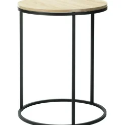 Home & Styling H&S Bijzettafeltjes set 2x - zwart/naturel - D40 x H50/D30 x H40 cm