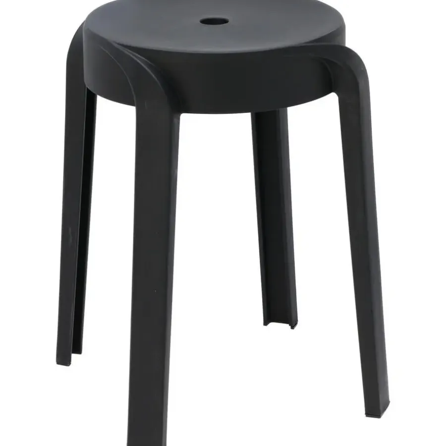 H&S Collection Bijzet krukje - zwart - kunststof - H45 cm