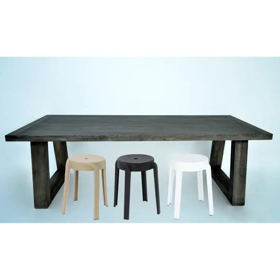 H&S Collection Bijzet krukje - zwart - kunststof - H45 cm