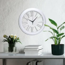 Klokken-H&S Collection Wandklok Memphis - D37 cm - kunststof - ivoor wit