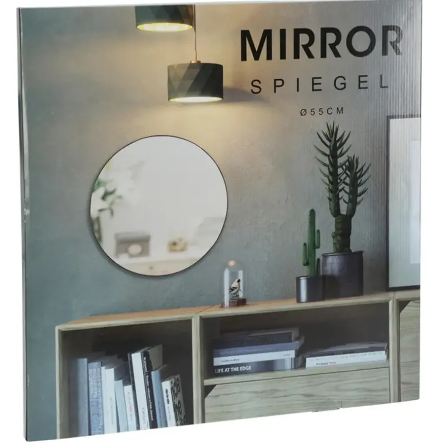 H&S Collection Wandspiegel - metaal - zwart - rond - D55 cm