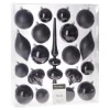 Merkloos H&S Kerstballen met piek - 19st - kunststof - zwart - 6-8-13 cm