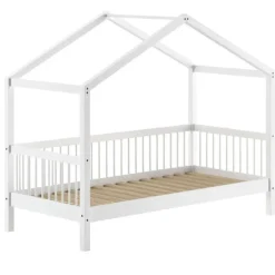 1-Persoons Bedden-Vipack Huisbed Forrest 90x200cm - massief beukenhout - wit