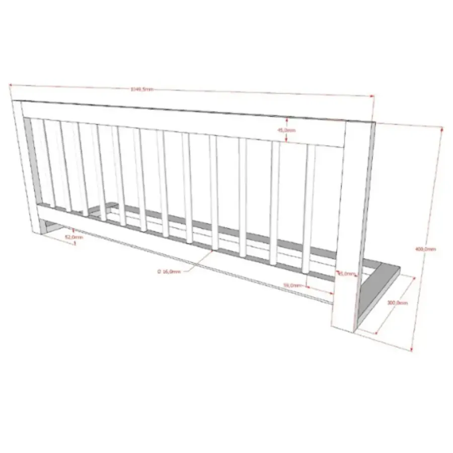 Kinderbedden-Vipack Huisbed Forrest 90x200cm met bedhekje en bedlade - wit beukenhout
