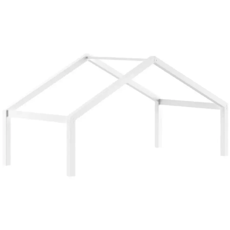 Kinderbedden-Vipack Huisbed Forrest 90x200cm met bedhekje en bedlade - wit beukenhout