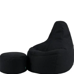 Zitzakken-icon - Dalton XL Zitzak Fauteuil met Poef - Gaming - Zwart