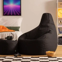 Zitzakken-icon - Dalton XL Zitzak Fauteuil met Poef - Gaming - Zwart