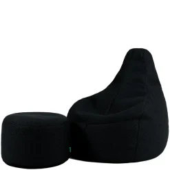 Zitzakken-icon - Dalton Zitzak Fauteuil met Poef - Gaming - Zwart