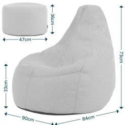 Zitzakken-icon - Dalton Zitzak Fauteuil met Poef - Gaming - Zwart