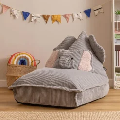 Zitzakken-icon - Kinderzitzak Stoel Olifant - Ribfluweel - Grijs
