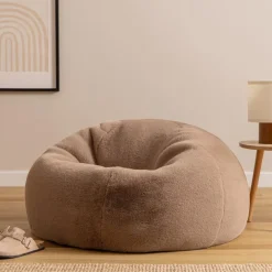 Zitzakken-icon - Kingston Zitzak Fauteuil - Fluffy Pluche Imitatiebont - Mocha