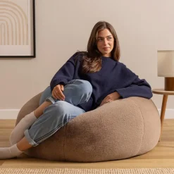 Zitzakken-icon - Kingston Zitzak Fauteuil - Fluffy Pluche Imitatiebont - Mocha
