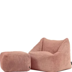 icon - Natalia Kinderzitzak Stoel met Poef - Ribfluweel - Oud roze
