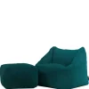 Zitzakken-icon - Natalia Kinderzitzak Stoel met Poef - Ribfluweel - Blauwgroen