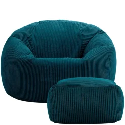 Zitzakken-icon Zitzak en Poef Kingston - Corduroy Zitzak - Blauwgroen