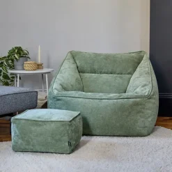 Zitzakken-icon Zitzak en Poef Natalia - Chenille Zitzak Fauteuil - Saliegroen