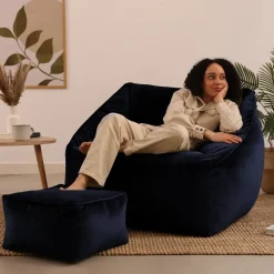 icon Zitzak en Poef Natalia - Fluwelen Zitzak - Marineblauw